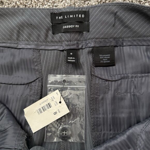 The Limited Cassidy Fit Gray Striped Mid Rise Flare Dress Pants Size 8 NWT - Picture 5 of 12